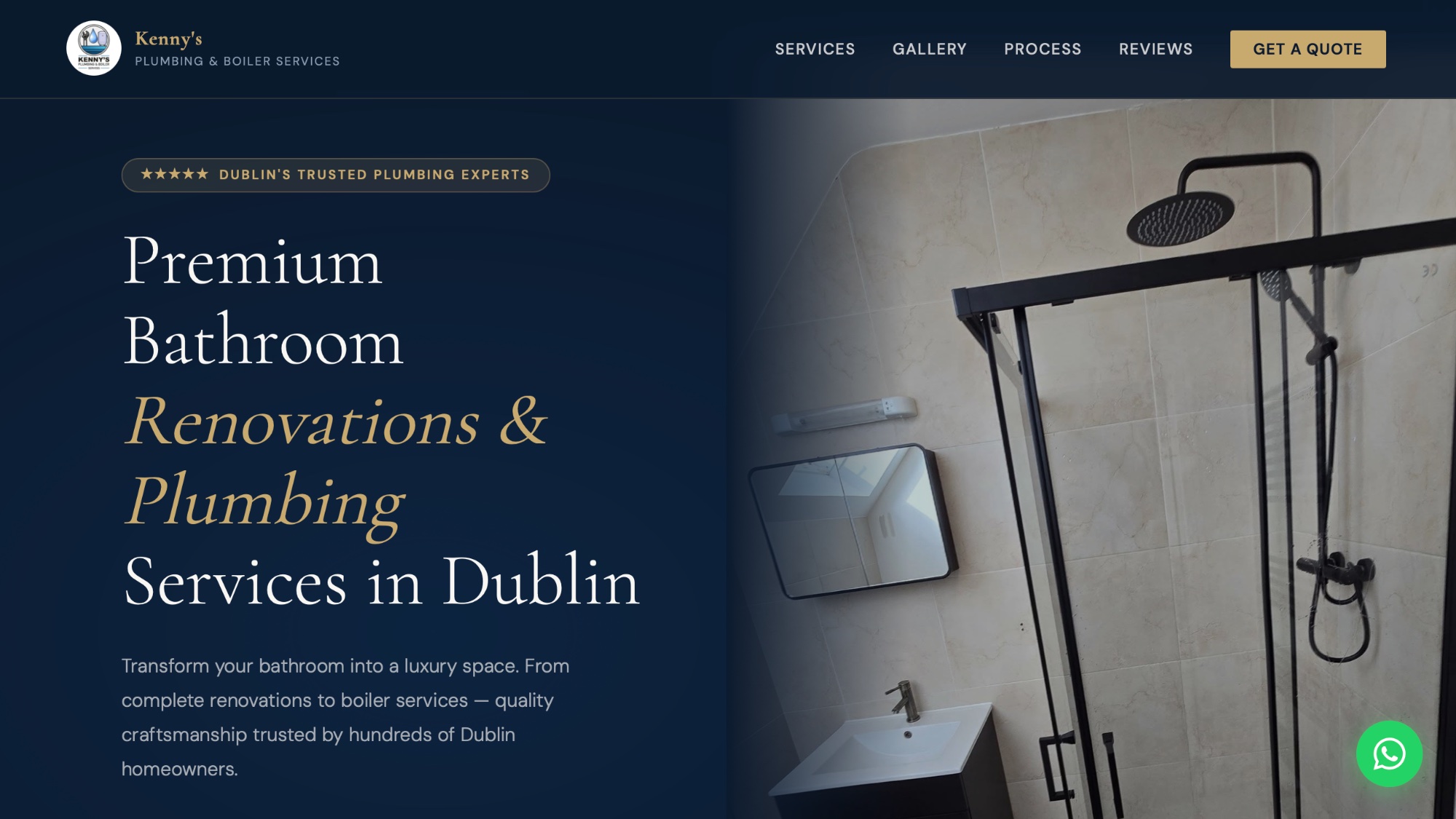 Kenny's Plumbing & Boiler Services website design Dublin — professional website for a plumber
